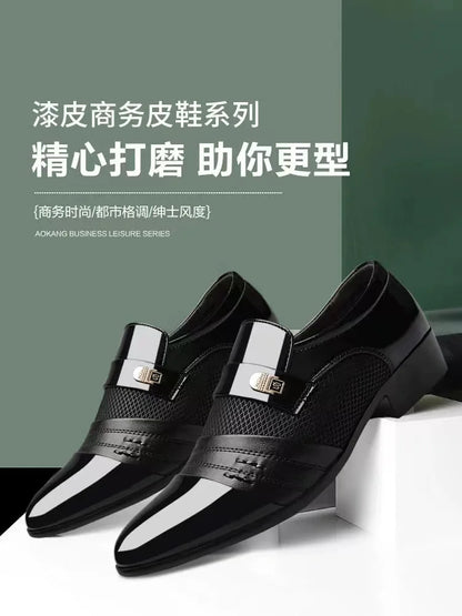 Large Size Summer Breathable Mesh Men's Shoes Formal Men's Leather Shoes Black Business Casual British Shoes