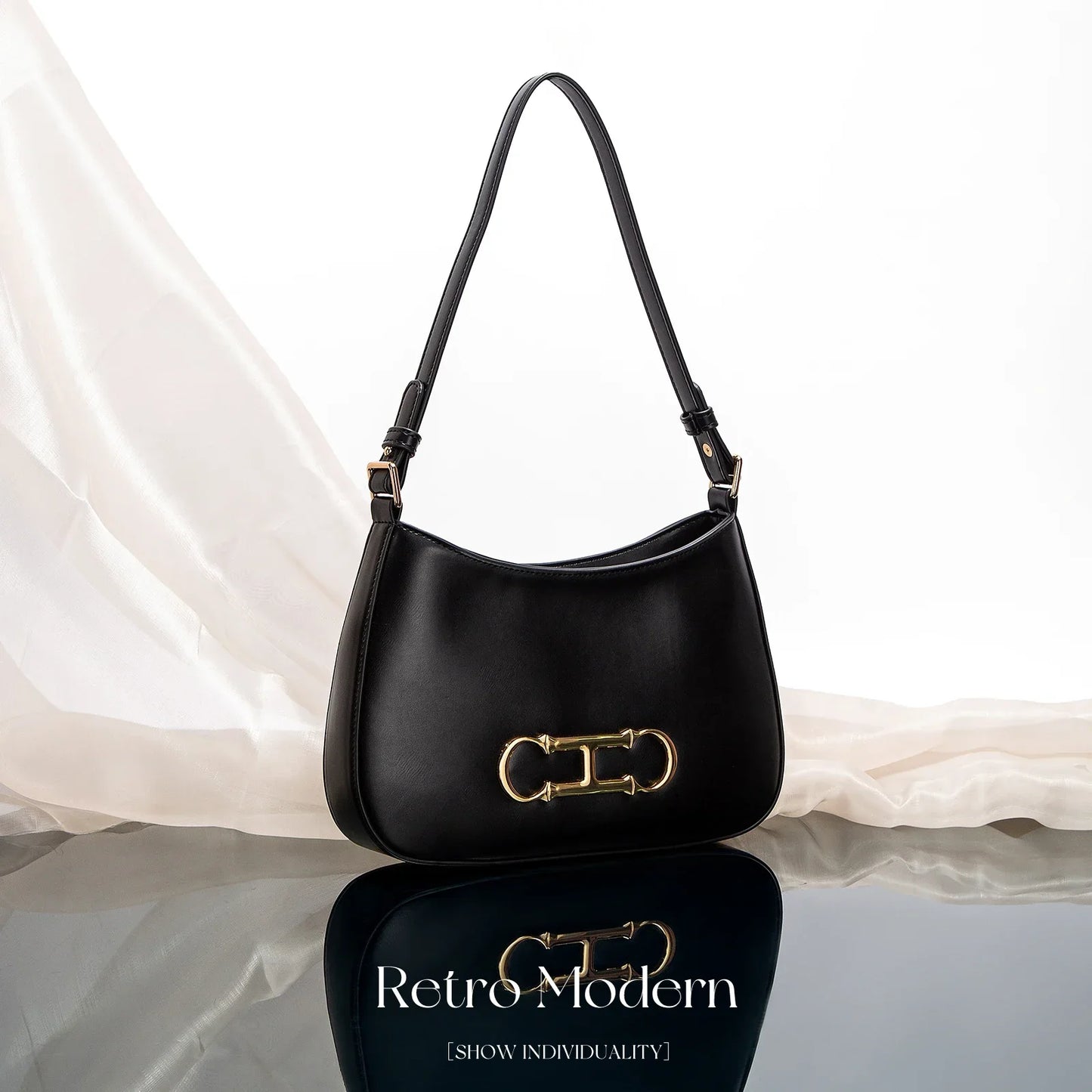 Retro Style Pure Colour Design Fashion Classic Women's Handbag Leisure Simple Match Women's Shoulder Bag