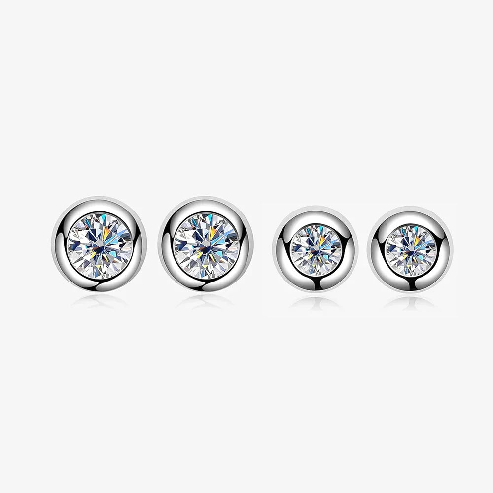 Real 0.3/0.5 Carat Round Moissanite Diamond Stud Earrings for Women S925 Sterling Silver Earring Wedding Party Fine Jewelry