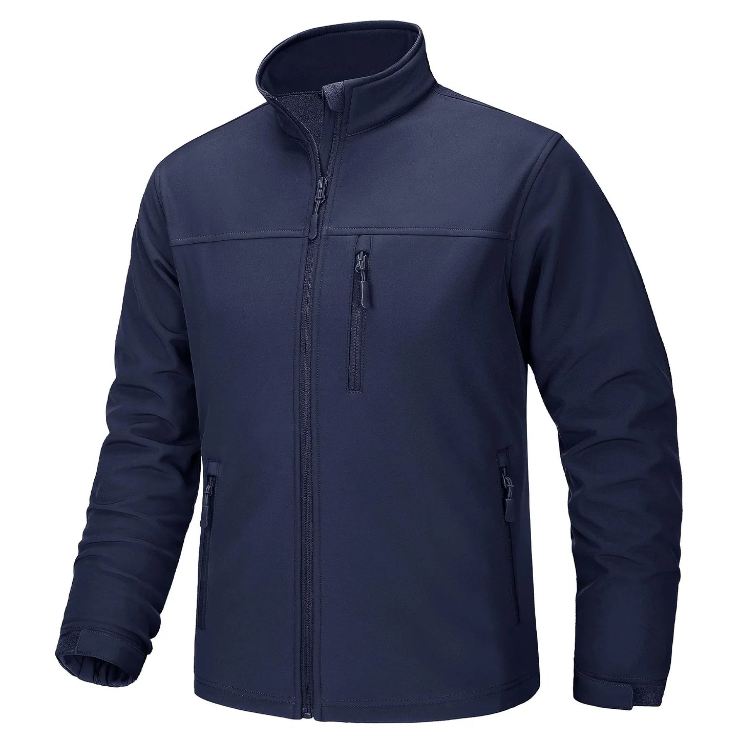 Waterproof Fleece Lining Windbreaker Mens Winter Work Jackets Zipper Pocket Casual Coats Full Zip Outwear Tops