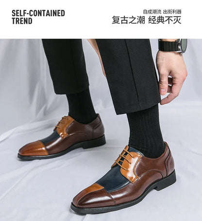 Trend Social Leather Shoes Men Classic Casual Business Leather Shoes Retro Men's Dress Shoes High Quality Office Wedding Leather