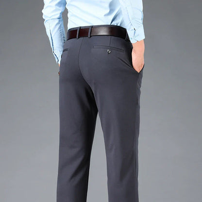 Spring Autumn Men's Smart Casual Pants Black Navy Blue Suit Pants Office Male Trousers Big Size Elegant Sports Straight Pants