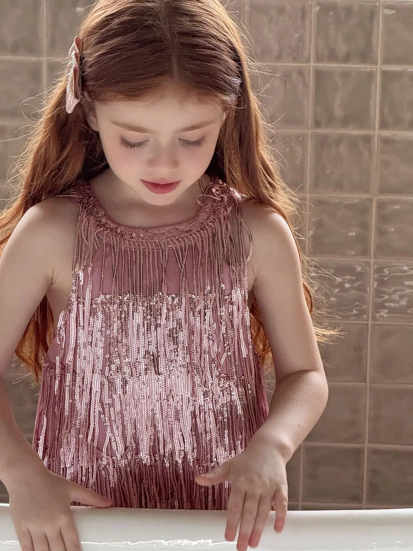 Vestido Infantil Meninas 2025 Verão Novo Moda Infantil Vestido de Borla Brilhante de Luxo Vestido de Aniversário para Meninas
