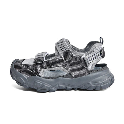 Kids Closed-Toe Sandals, Non-Slip Breathable Outdoor Sport Sandals for Boys, Adjustable Strap Hiking Beach Shoes for Summer