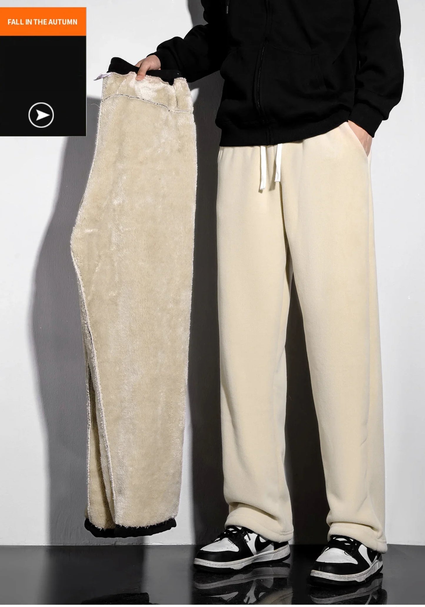 Unisex 2026 Winter New Oversize Pants Men Women Warm Fleece Liner Drawstring Trousers Casual Comfortable Gym Sweatpants