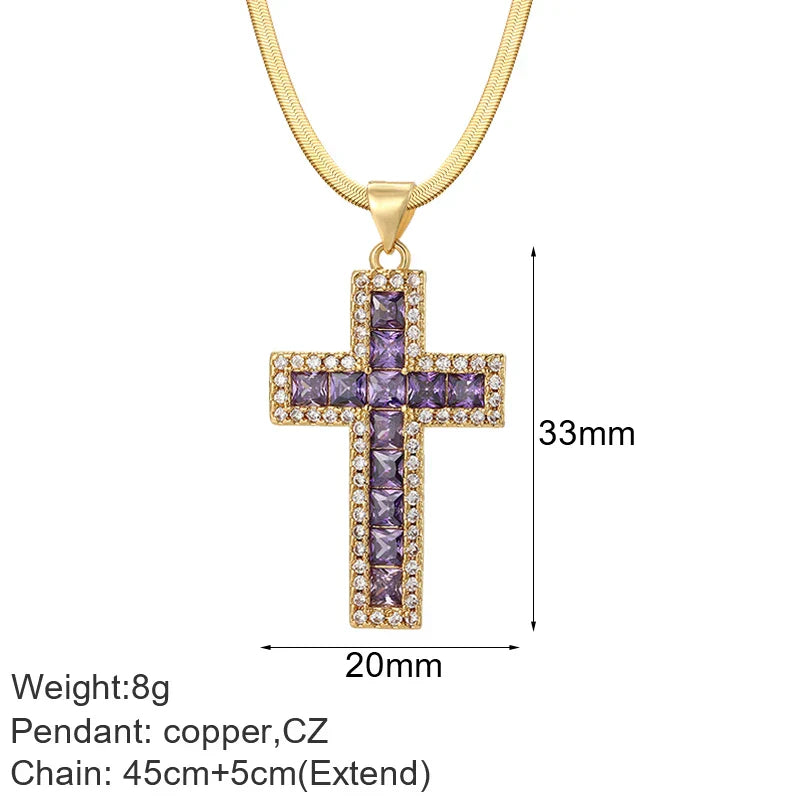 Cross Women's Pendant Collar Gold Color Our Lady Choker Jesus Necklace for Women Long Stainless Steel Chain Amulet Collars