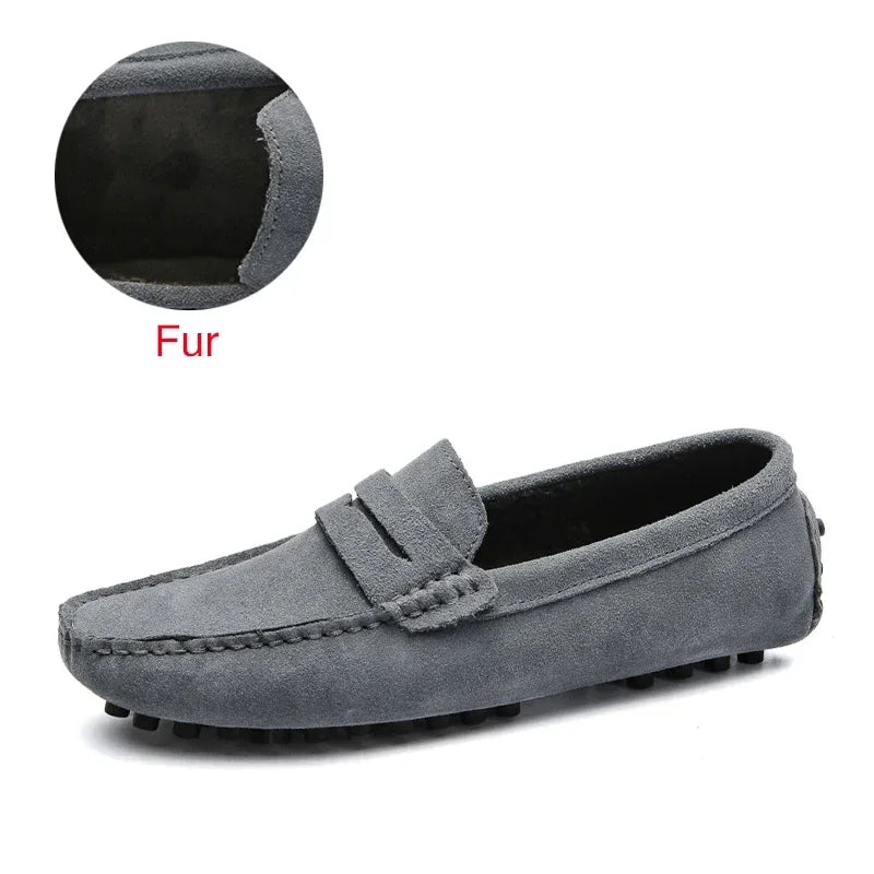 Large Size 49 Men Loafers Soft Moccasins High Quality Spring Autumn Genuine Leather Shoes Men Warm Flats Driving Shoes