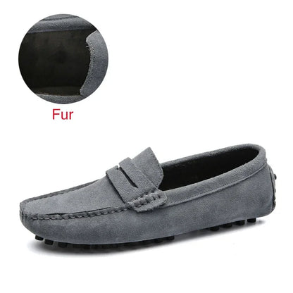Large Size 49 Men Loafers Soft Moccasins High Quality Spring Autumn Genuine Leather Shoes Men Warm Flats Driving Shoes