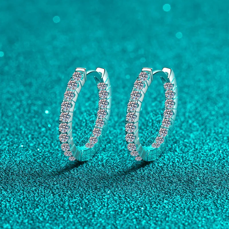 New In Real D Color 0.9cttw Full Moissanite Hoop Earrings For Women S925 Sterling Silver Diamond Small Ear Buckle Earring
