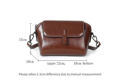 Women's Small Phone Bag Fashionable Oil Wax Cowhide Leather Handbag Versatile and Simple Shoulder Bag High Quality Crossbody Bag