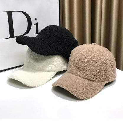 Winter Hats For Women Baseball Caps Plush Thickened Warm Baseball Cap Female Casual Solid Color Fashion Design Outdoor