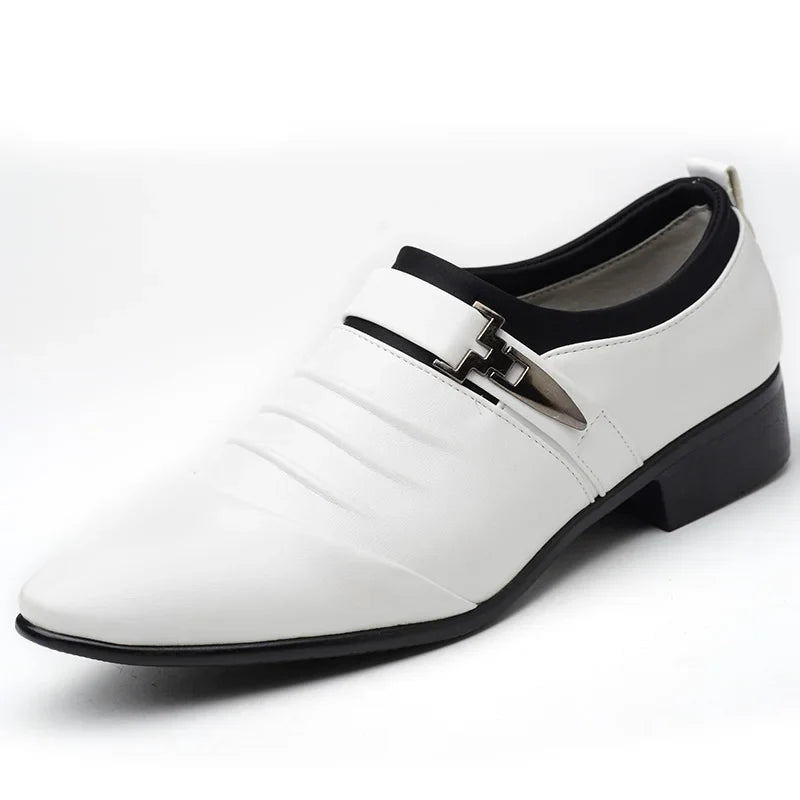 Classic White Men Dress Shoes 2024 Casual Business Leather Shoes for Men Point Toe Wedding Formal Shoes Men Size 46