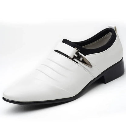 Classic White Men Dress Shoes 2024 Casual Business Leather Shoes for Men Point Toe Wedding Formal Shoes Men Size 46