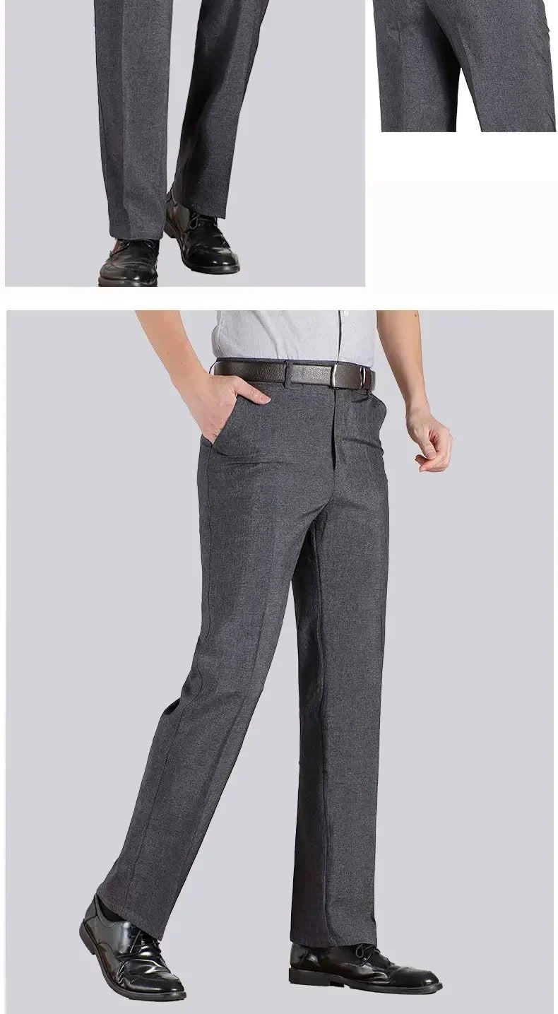 Men's Summer Dress Pants Grey Formal Classic Business Suit Pants Casual Dress Suit Office Work Slim Fit Male Trousers GOZBKF