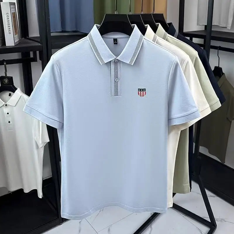 Premium Hot Sales Man Short-Sleeved Polo Shirt Lapel Button Patterned Print Golf T-Shirt Summer Business Fashion Men's Clothing