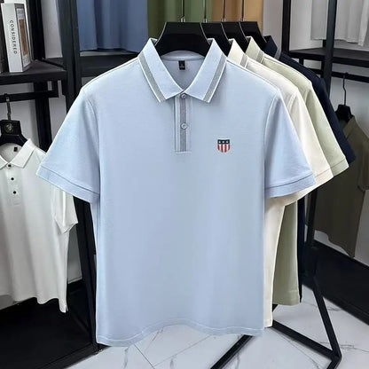 Premium Hot Sales Man Short-Sleeved Polo Shirt Lapel Button Patterned Print Golf T-Shirt Summer Business Fashion Men's Clothing