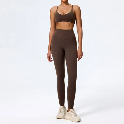 Ctenkevet Summer Women 2Pcs Sleeveless Sports Set Female Gym Two-piece Yoga Set High Waist Breathable legging Sportswear Women