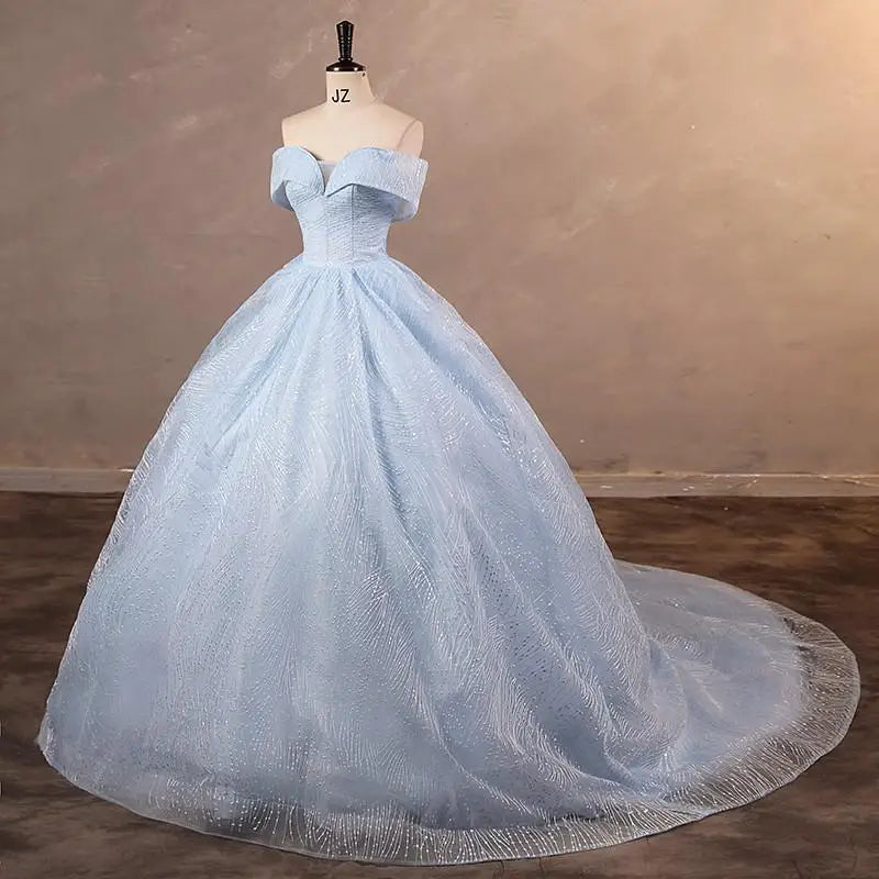 Wedding Dress Shiny Wedding Dress Classic Boat Neck Bridal Party Gown Vestido De Noiva Robe De Mariee Customized