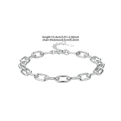 Genuine 925 Sterling Silver Adjustable Link Bracelet Paperclip Shape Wrist Chain for Women Pendant Beads DIY Making 0.5cm