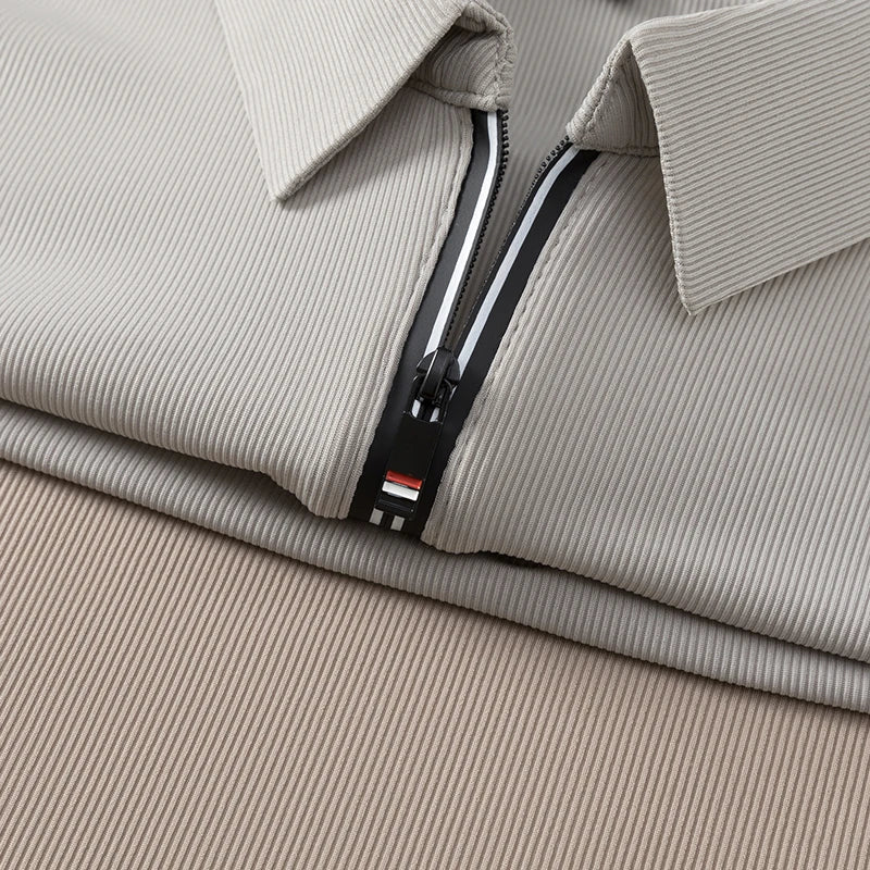 Original Quality Men's Polo Shirt High-End Solid Color Half Zipper Short Sleeve Summer Lapel T-Shirt Business Casual Menswear