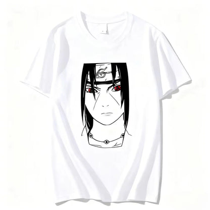 Floral Print T-Shirt Soft Breathable Casual Comfortable Anime Naruto Uchiha Itachi Printed Men Women Pure Cotton Short Sleeve