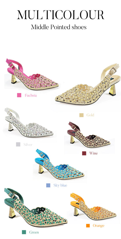 Italian Design Rhinestone-encrusted Sex Ladies Shoes And Special Bag High Heels And Heart Shape Gold Mini Bag