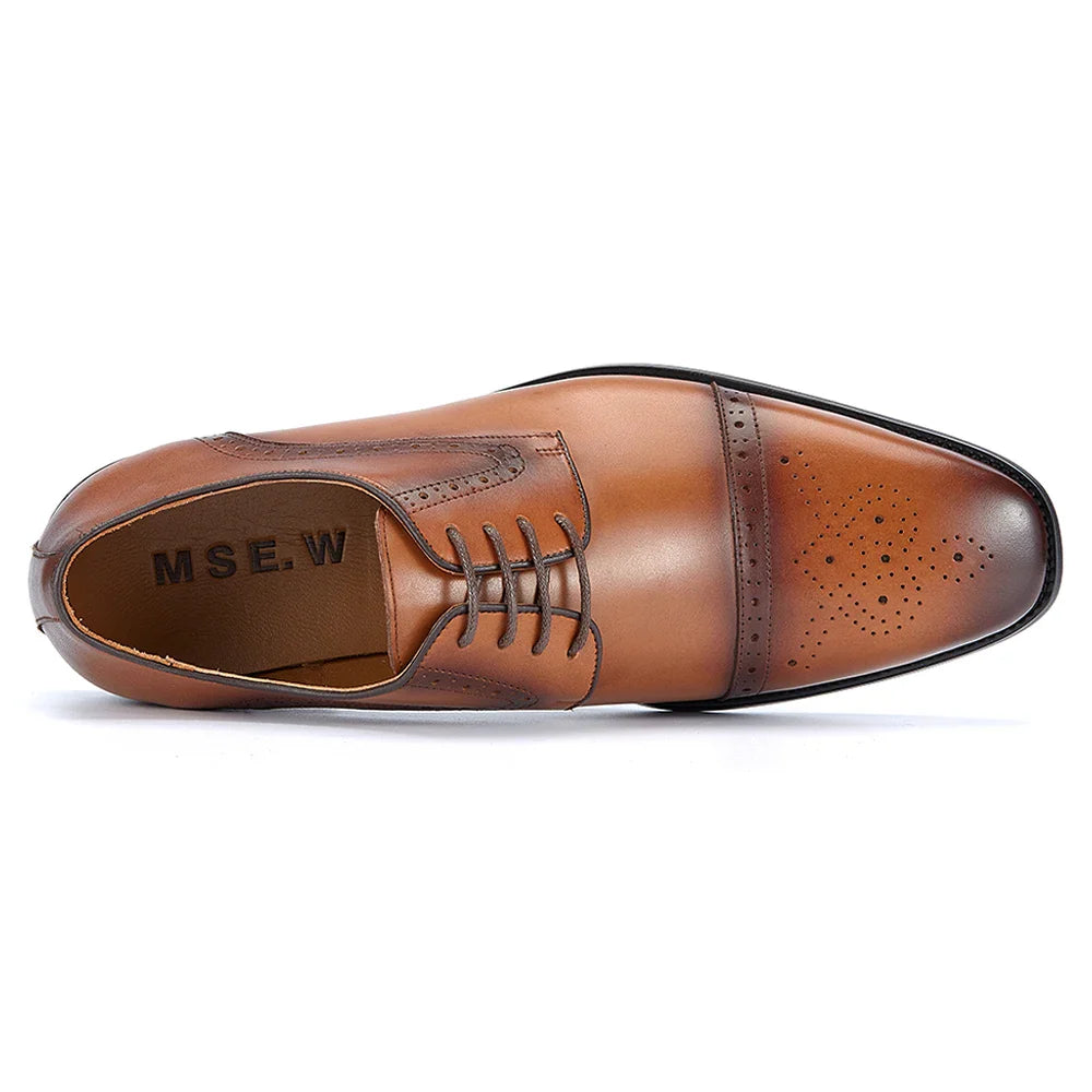Men's First Layer Cowhide Leather Three-Joint Formal Business Dress Shoes for Office And Meeting