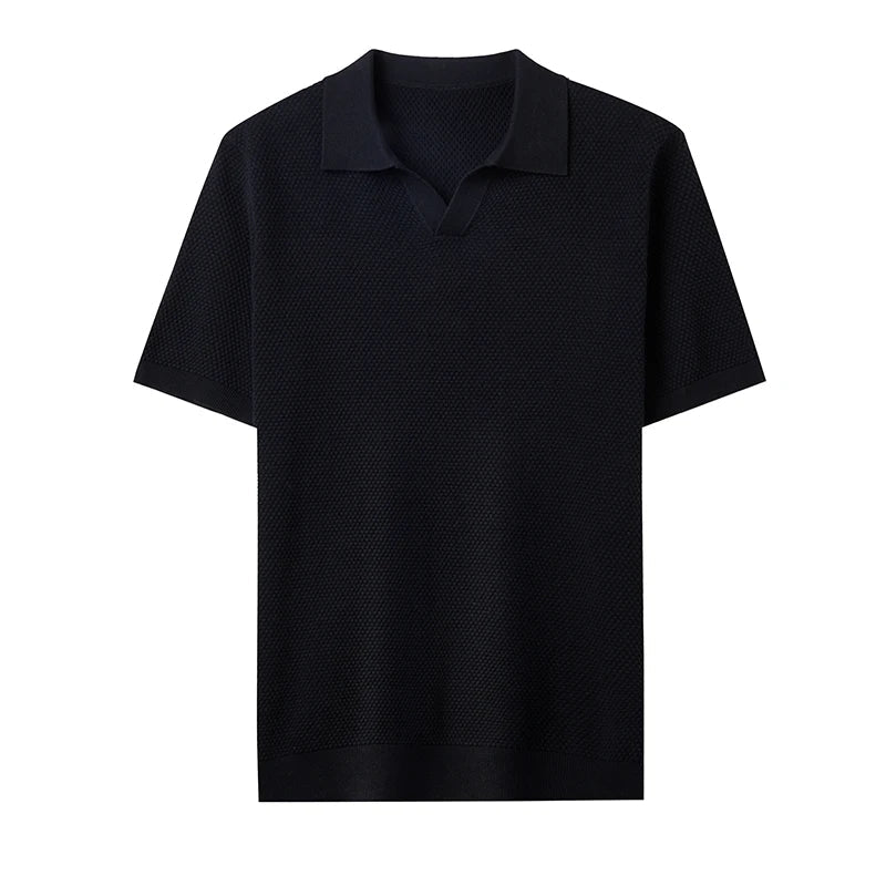 Men's Stretch 100% Cotton Polo Shirt - Pineapple Knit Seagull Collar, Breathable Short Sleeve Tee with Flexible M-4XL 6 Colors