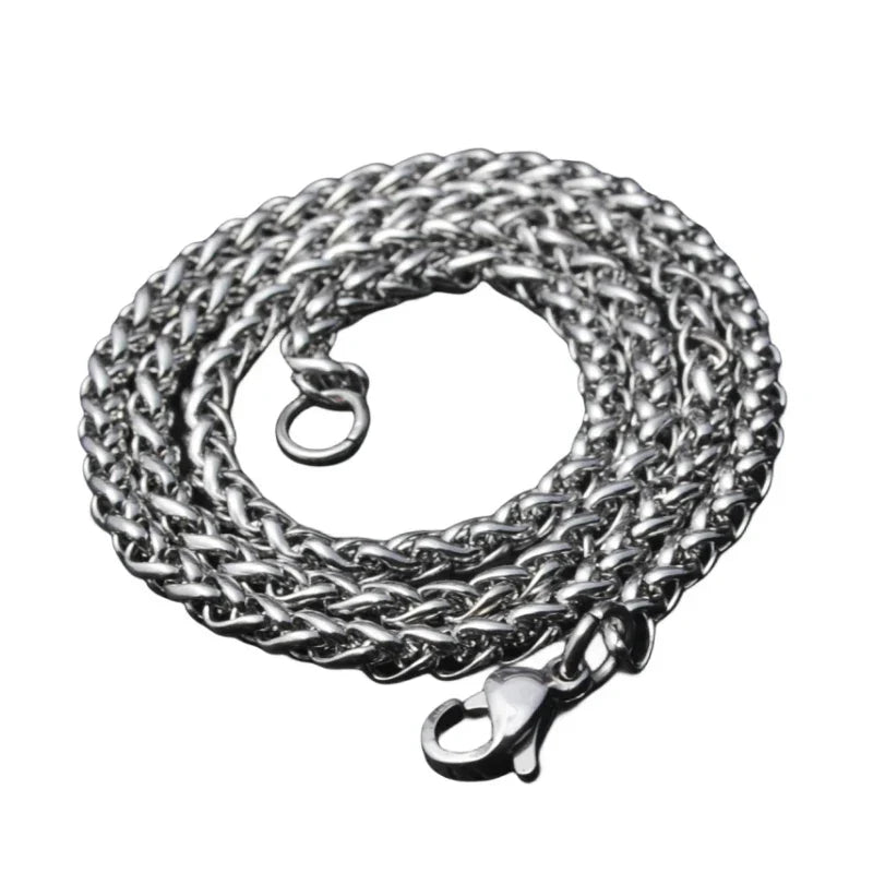STAINLESS STEEL SILVER COLOR TWIST ROPE CHAIN NECKLACE FOR MEN Women HIP HOP PUNK Jewelry Accessories 3/4/5/6/8MM Thick
