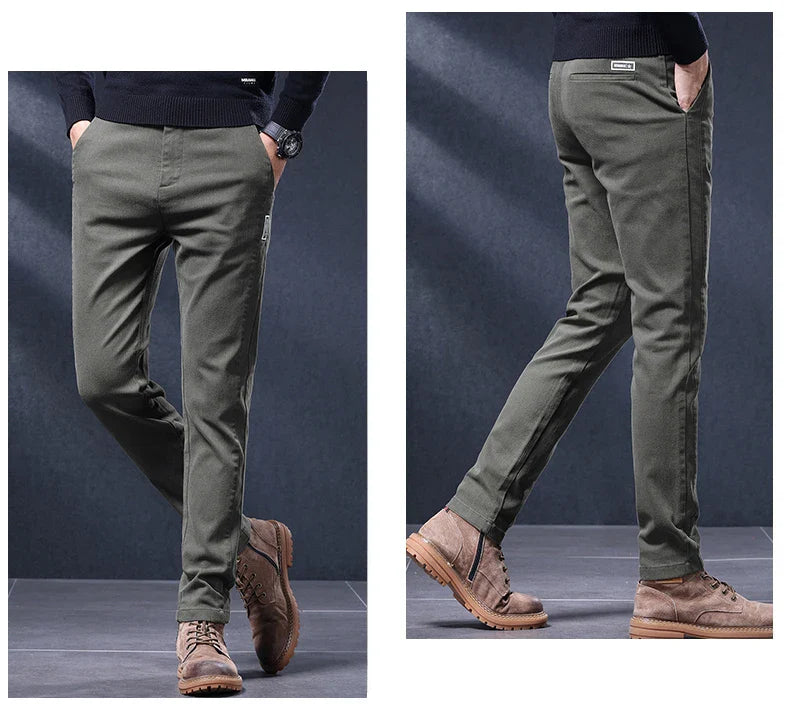 Classic Slim Fit Mens Casual Pants Breathable Straight Stretch Korean Business Trousers Spring Autumn New Fashion Male Clothing
