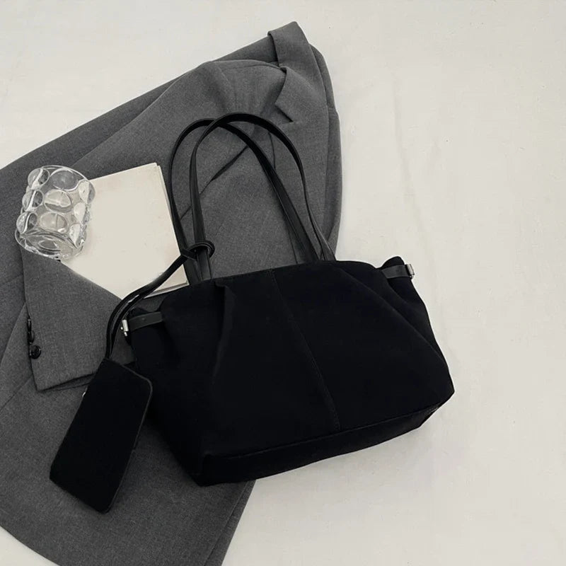 Suede Shoulder Bags for Women Large Suede Totes Lightweight Underarm Bag Casual Shopper Handbag Solid Color Travel Bucket Bags