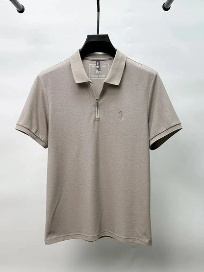 High end brand embroidered men's short sleeve half zip polo shirt short sleeve summer breathable business casual Paul T-shirt