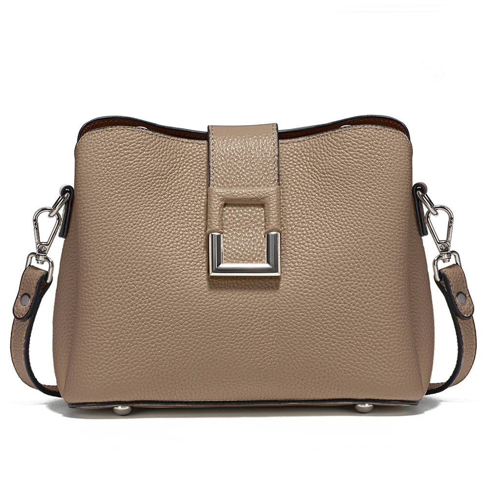 Genuine Leather White Designer Noble Shopper Shoulder Bag Commuter Large Bucket Handbag Women Tote Bucket Cross Body Bag