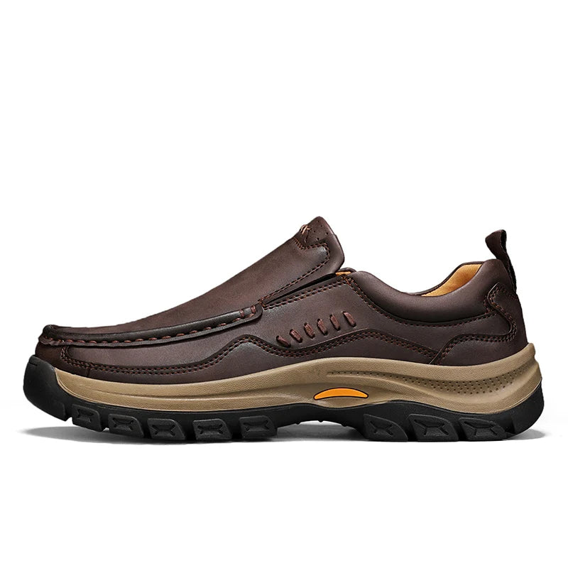 Men's Hand-Stitched Fashion Loafers, Solid Color Low-Top Casual Shoes, Simple Trendy Slip-On Sneakers, Men's Shoes for All Seasons, Daily Office Business Shoes, Large Size Men's Shoes