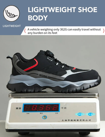 Men's Work Safety Boots Steel Toe Shoes Indestructible Shoes Puncture-Proof Work Boots Kevlar fabric Rotating Button Shoes