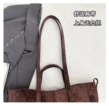 2025 Hot Sale Autumn Soft Women's Handbags Faux Suede Solid Color Large Capacity Shoulder Bag Casual Versatile Ladies Bags