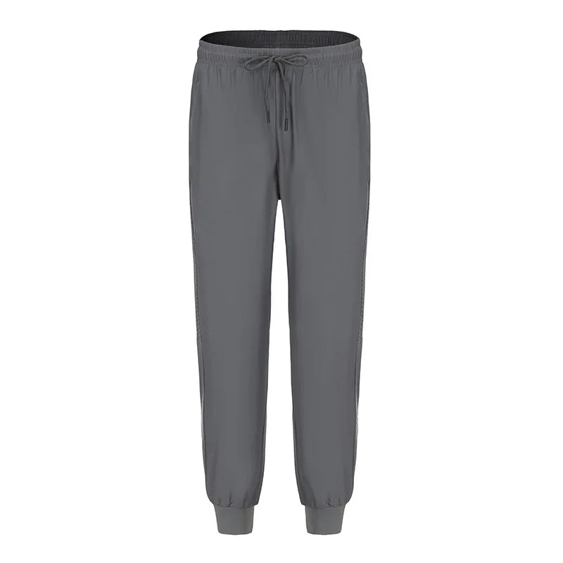 Ice Silk Thin Pants, Men's Summer Quick-Dry Design with Cuffed Ankle for Fitness and Casual Running
