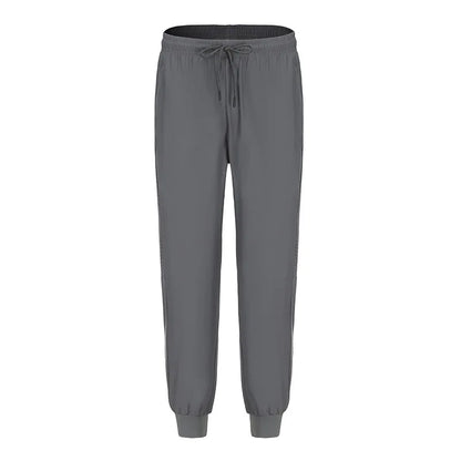 Ice Silk Thin Pants, Men's Summer Quick-Dry Design with Cuffed Ankle for Fitness and Casual Running
