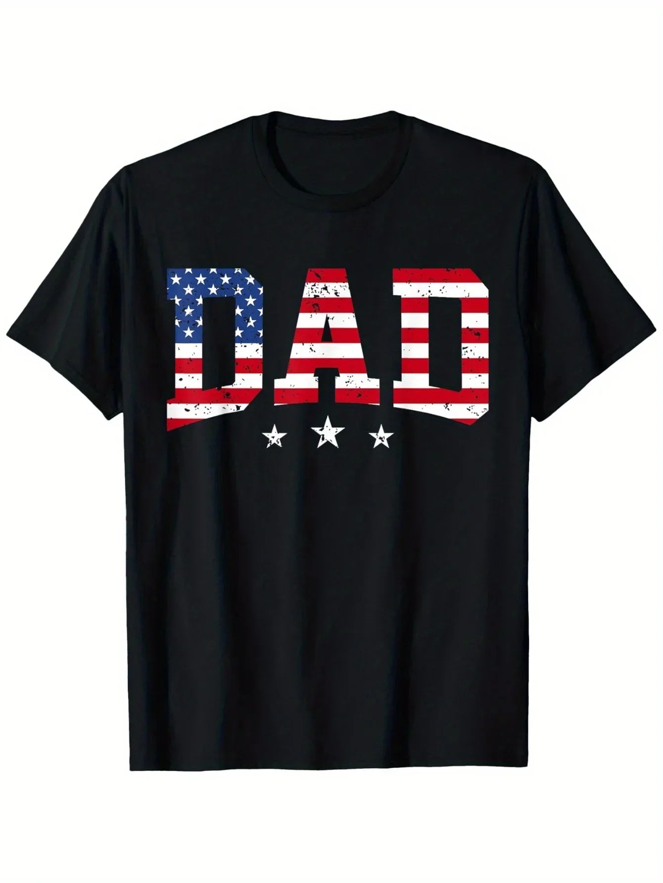 2026 USA Patriotic Dad Father'S Day American Flag 4th Of July Dad T-Shirt 100% Cotton Round Neck T-shirt Halloween Thanksgiving
