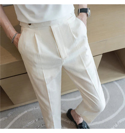 90% Linen 10% Cotton 2024 Suit Pants Naples Breathable Casual Pants Men's Height Suit Pant M-3XL Men's Straight Pants