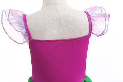 Little Mermaid Ariel Princess Girl Dress Up Charm Costume Kids Birthday Party Disguise Luxury Fishtail Clothes Wigs Sets