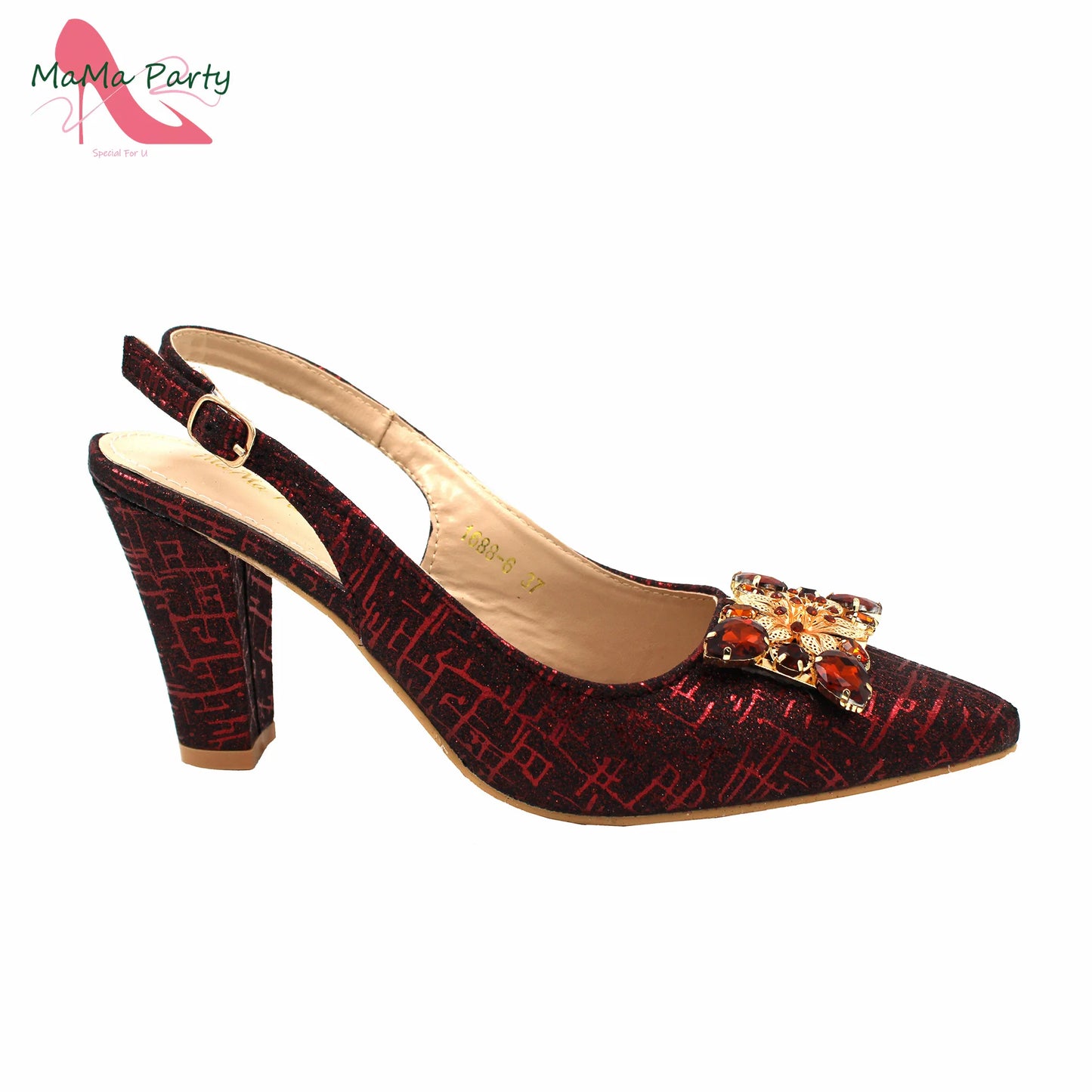 Classics Italian Design Shoes and Bag Set in Orange Color Comfortable Heels Pointed Toe Pumps for Wedding Party