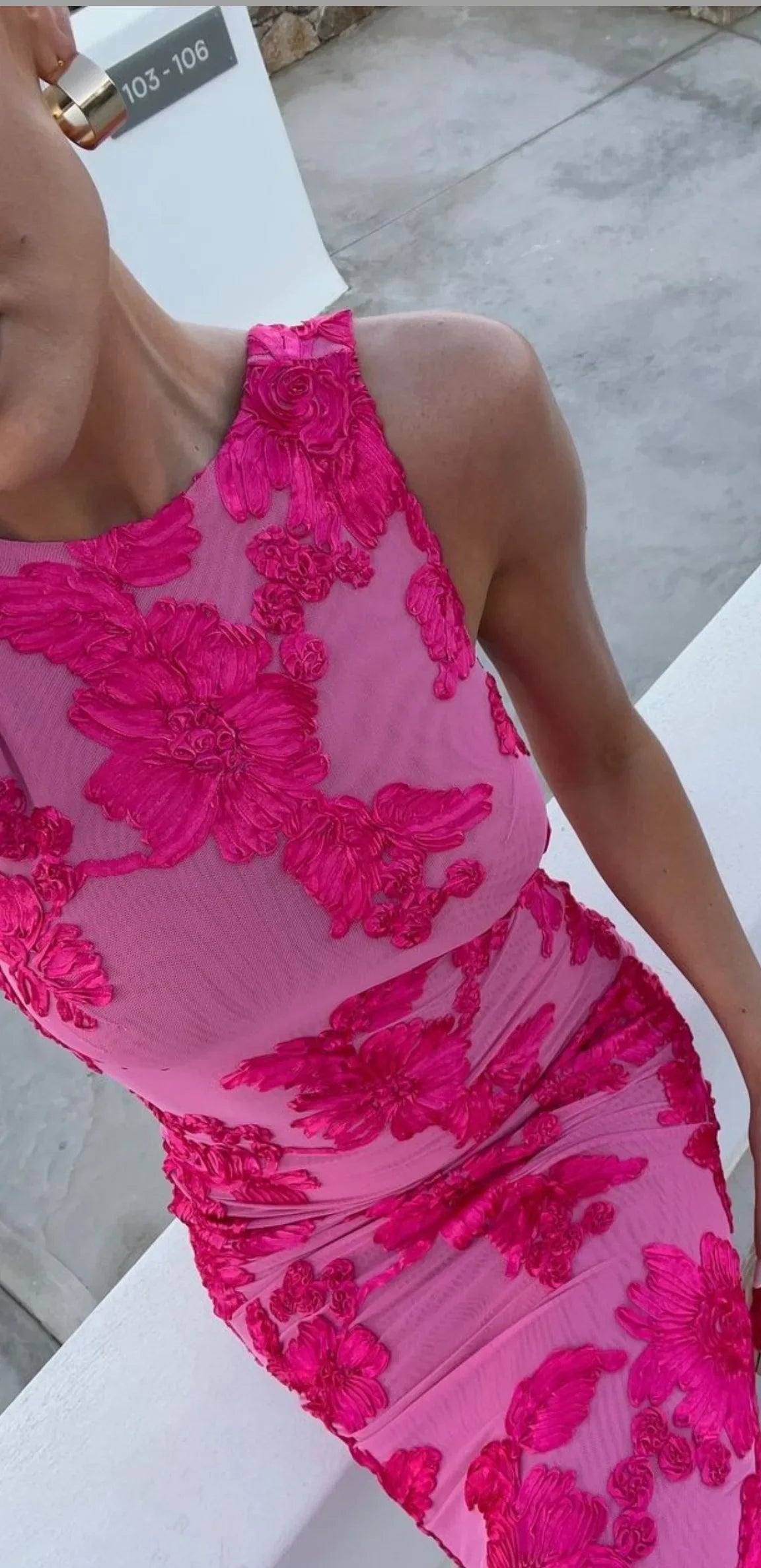 Elegant Women Sleeveless 3d Flowers Party Dress Embroidery Mesh Slim Hip Package Female Fshion Maxi Dresses Robe