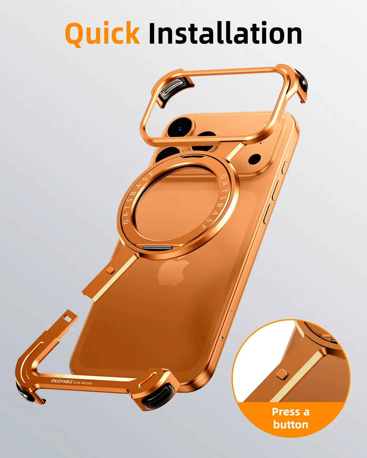 Phone Case for iPhone 17 Pro/Pro Max/17/Air with 360° Rotatable Stand Metal Frameless Magsafe Protective Shockproof