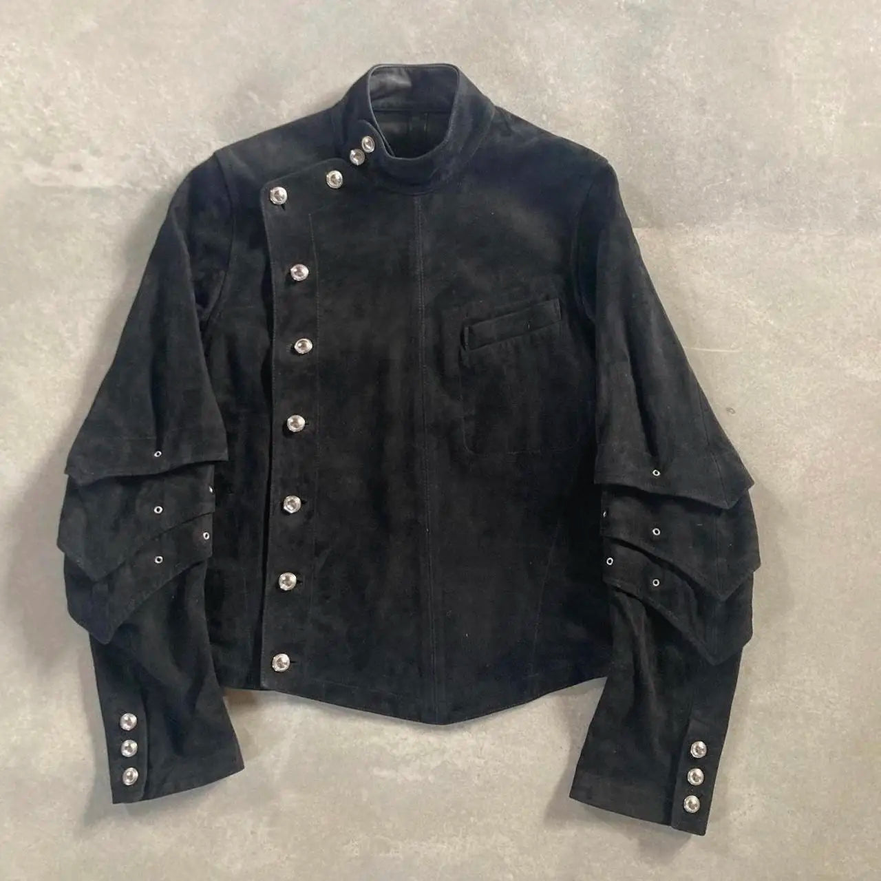 Jaqueta Masculina Preta Streetwear Harajuku Fashion Folgada Motoqueiro Gótico Punk Plissada Manga Longa Casaco Outono Inverno