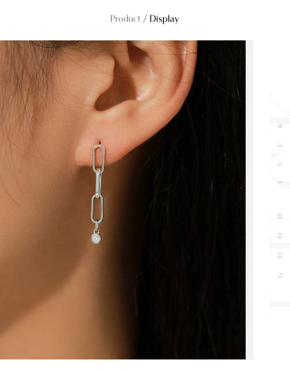 VVS1 Clarity D Color Moissanite Earrings 925 Sterling Silver Fashion Link Chain Stud Earrings For Women Fine Jewelry