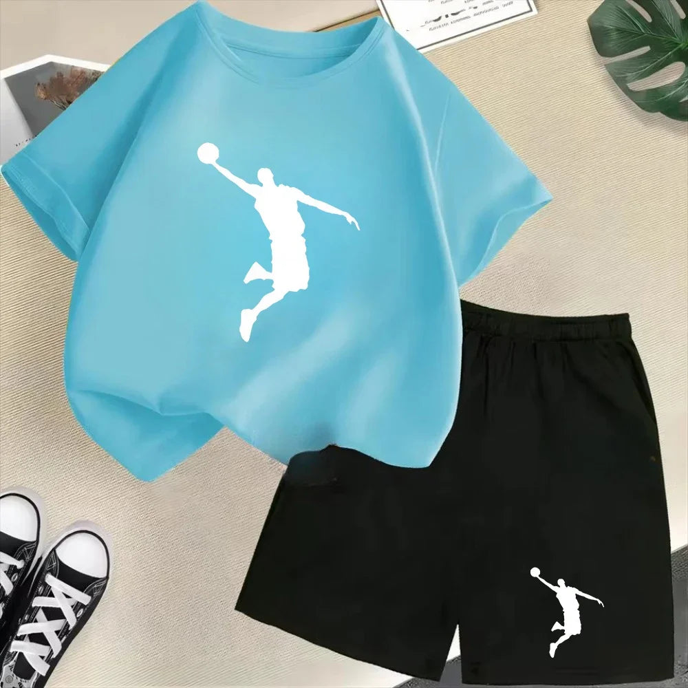 T-shirt ensemble sport mode garçons filles Shorts 2 pièces ensemble décontracté marque impression