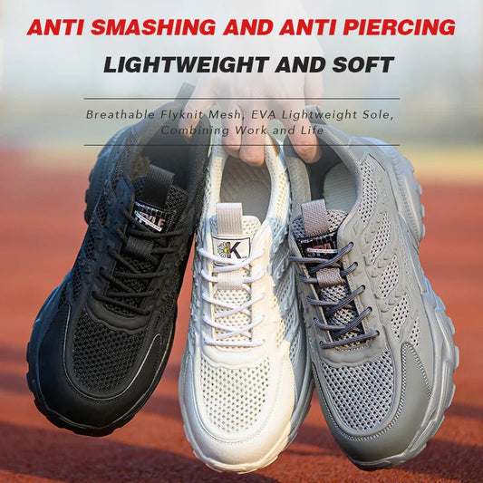 Summer Work Shoes with protection breathable Lightweight ShoesSteel Toe Shoes Men  Anti-smashing Industrial Safety Shoes