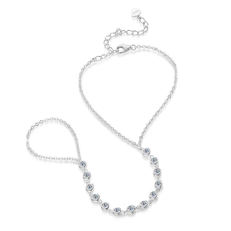 14-21CM Adjustable All Real Moissanite Bracelets for Women Girls Sparkling Chain Lab Diamond GRA Pure S925 Silver Jewelry