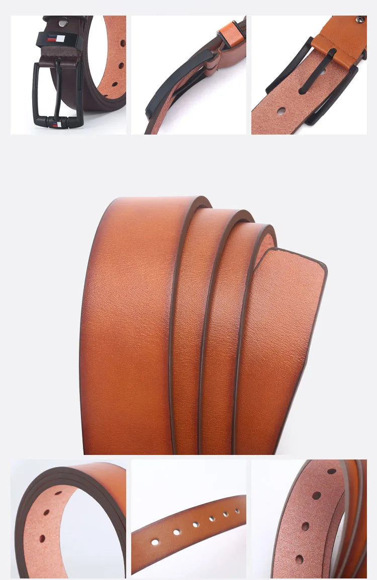 Men's PU Leather Alloy Pin Square Buckle Belt Business Leisure Belts 2023 Fashion Black Coffee Brown Waist Belts for Men